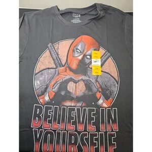 Marvel "Believe In Yourself" Dead Pool Tshirt Mens Lg Gray Colorful